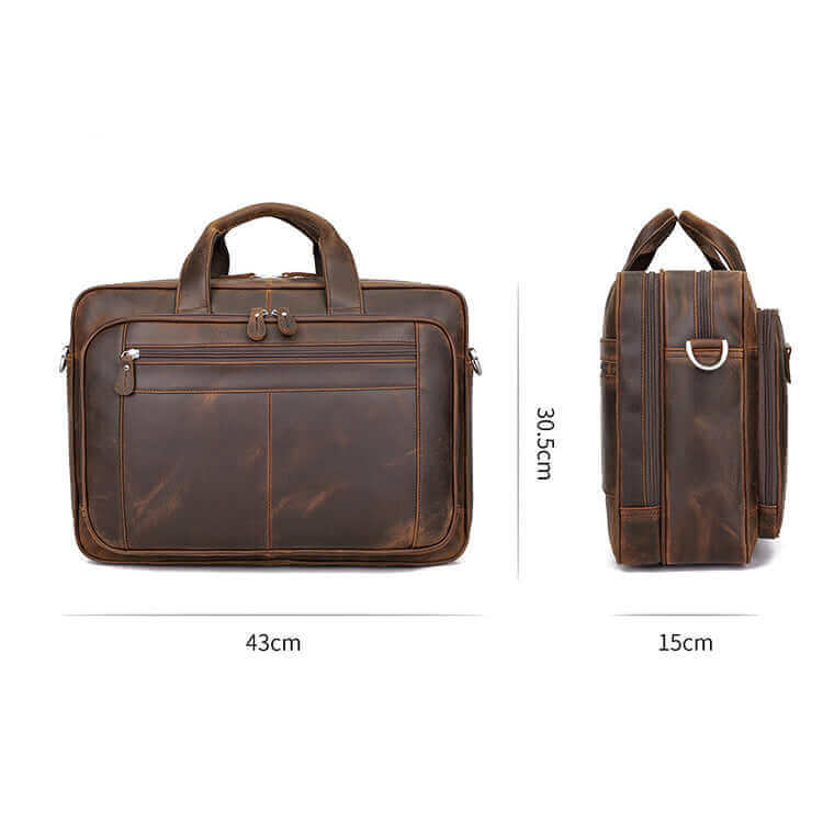 brown genuine leather laptop bag sizes