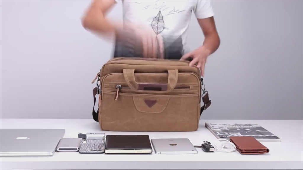Men's Canvas Briefcase | 17 Inch  Laptop Bag