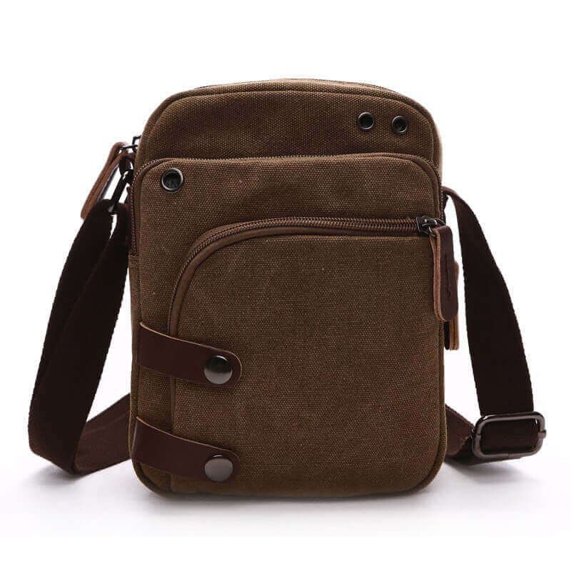 Coffee small messenger bag for men with stylish and practical design.