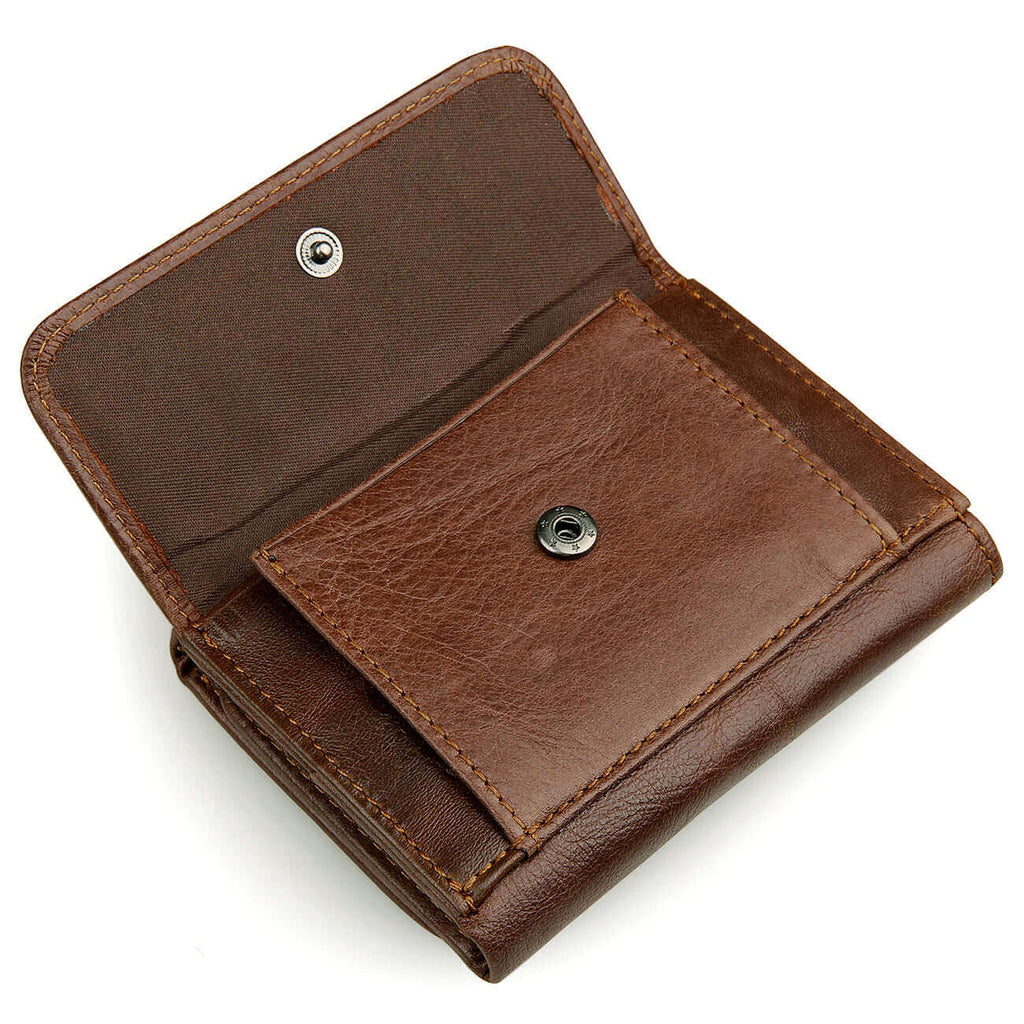 Compact men’s wallet with RFID security and sleek design.