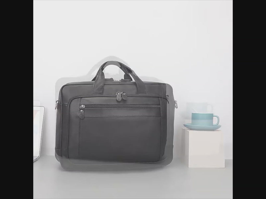 Men's Leather Business Travel Briefcase Laptop Bag