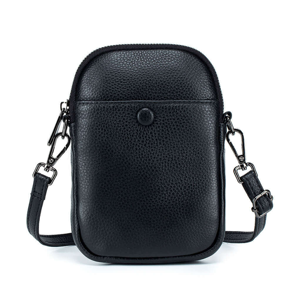 Fashionable leather mini crossbody phone bag for women, perfect for carrying daily essentials.