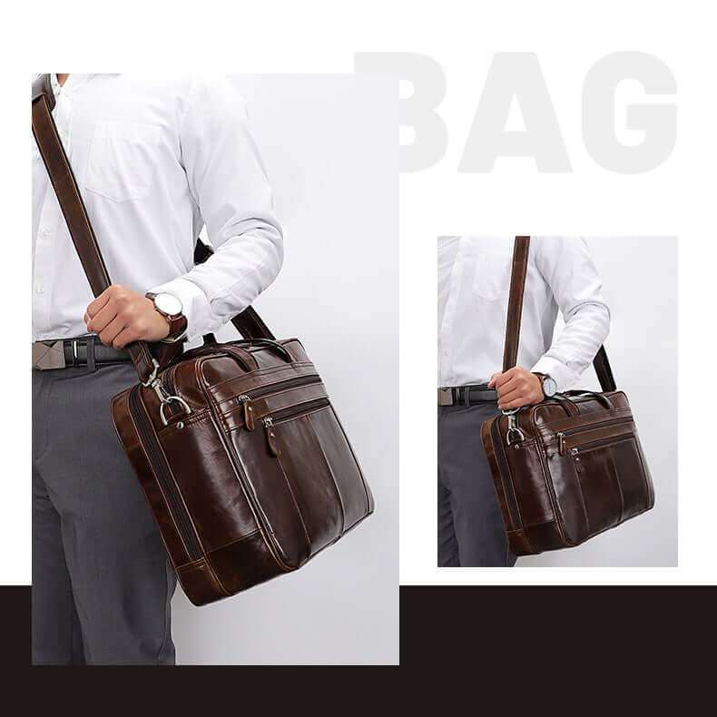 Genuine leather laptop bag for business use in NZ.