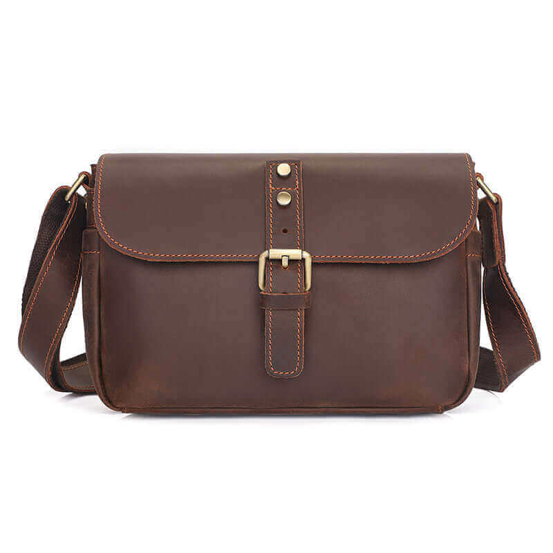 Genuine leather crossbody bag showcasing vintage charm.