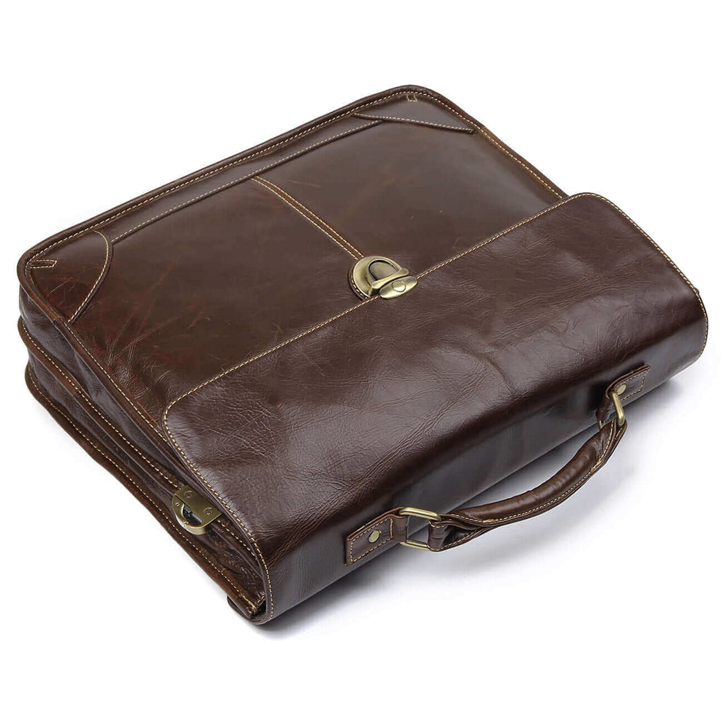 Men's genuine leather briefcase laptop bag.