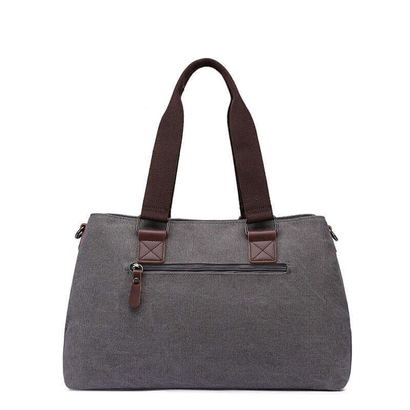 Back view of the grey canvas tote bag.