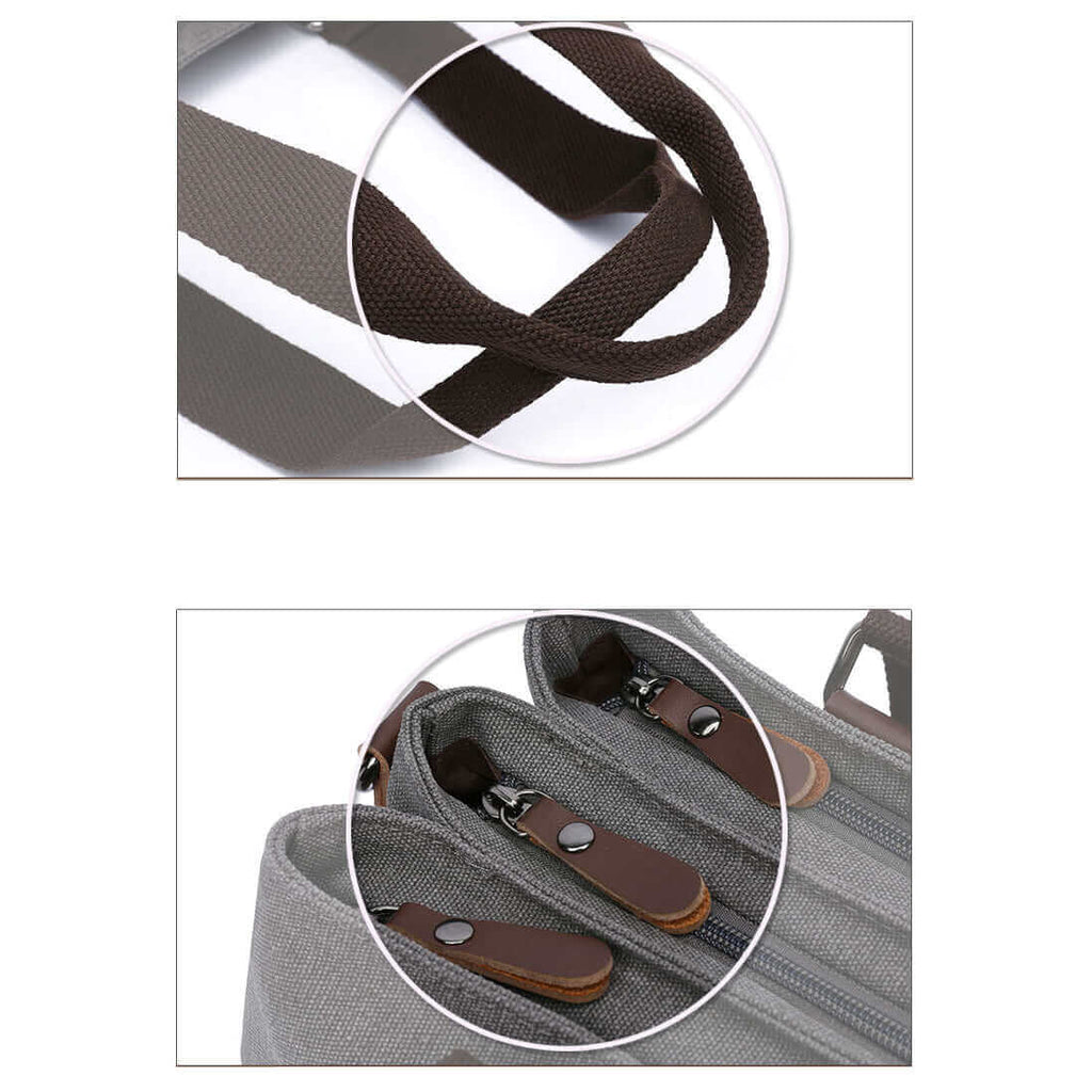 Details of the canvas tote bag.