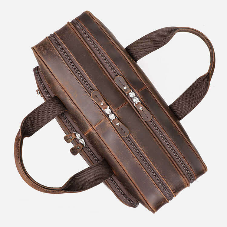 Top of leather laptop bag briefcase