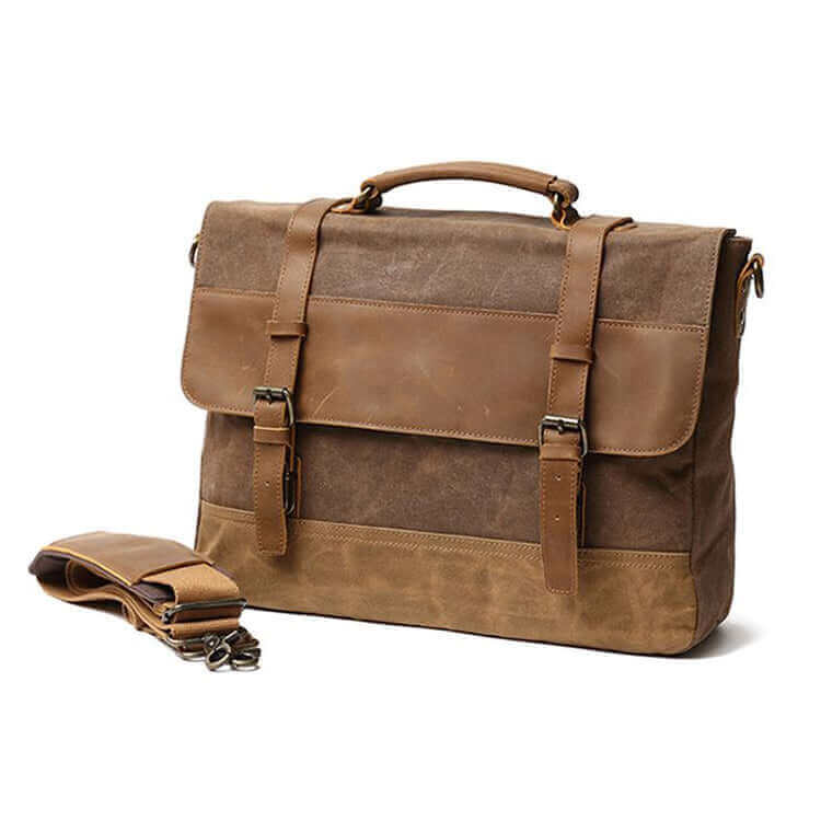 Leather Canvas Laptop Messenger Bag - Men's Shoulder Bag