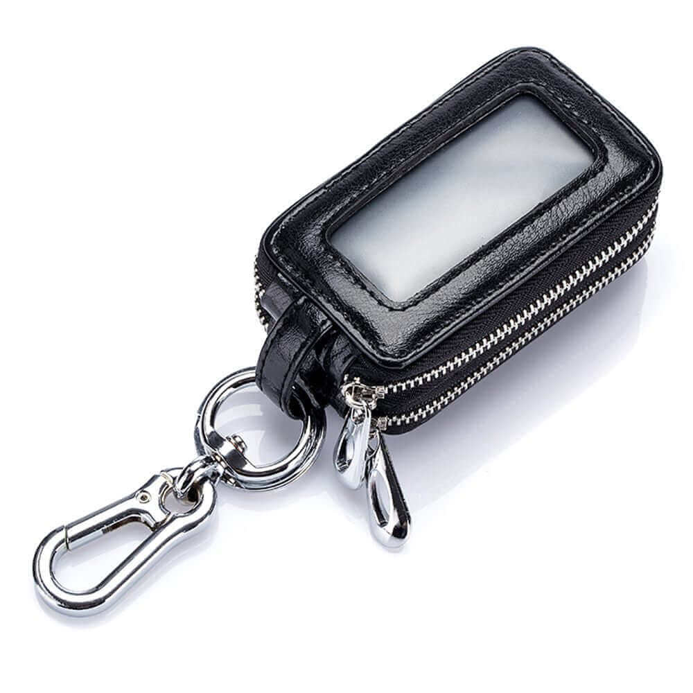 Durable split leather material of the car key case.