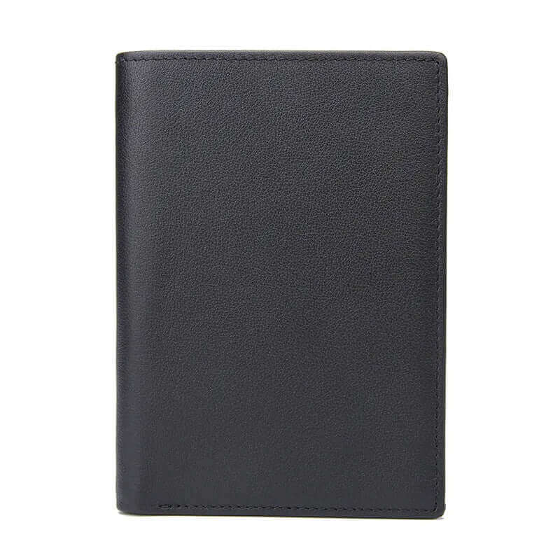 Black leather passport holder with RFID protection