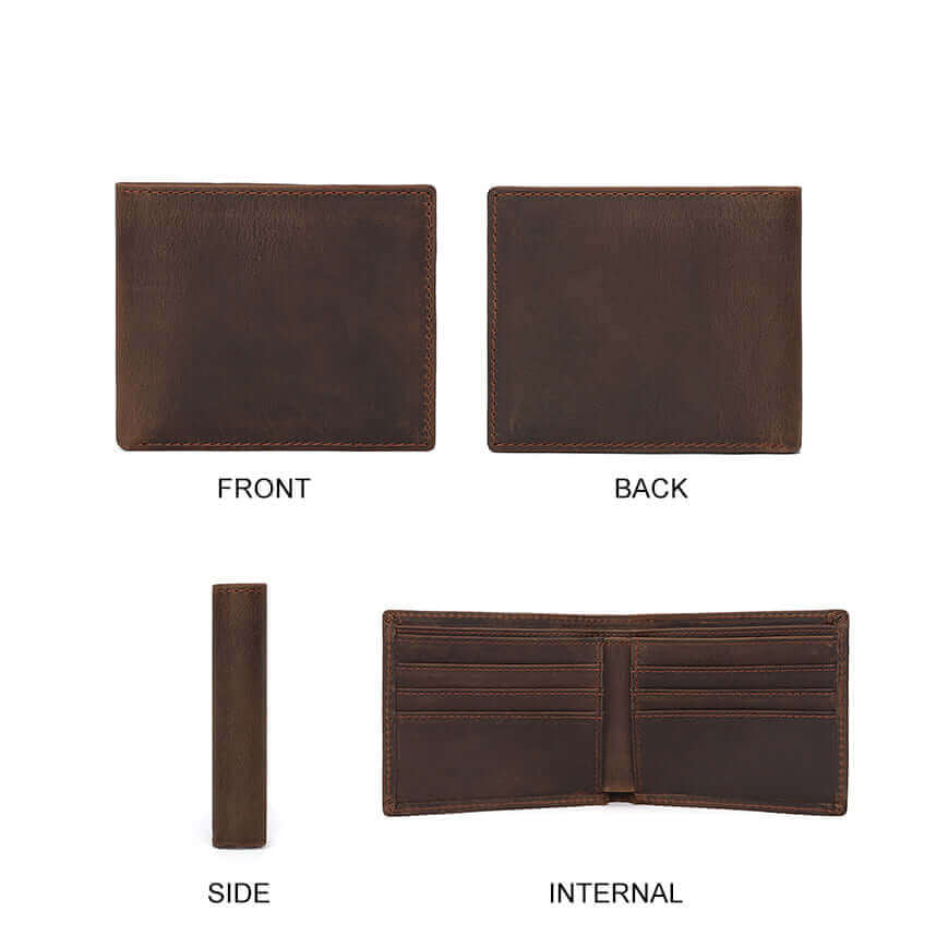 A full view of the genuine leather wallet.