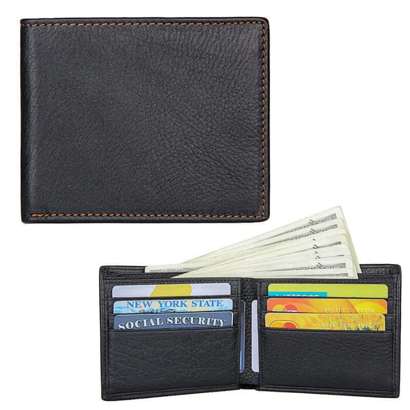 Men's leather wallet showcasing a sleek minimalist design