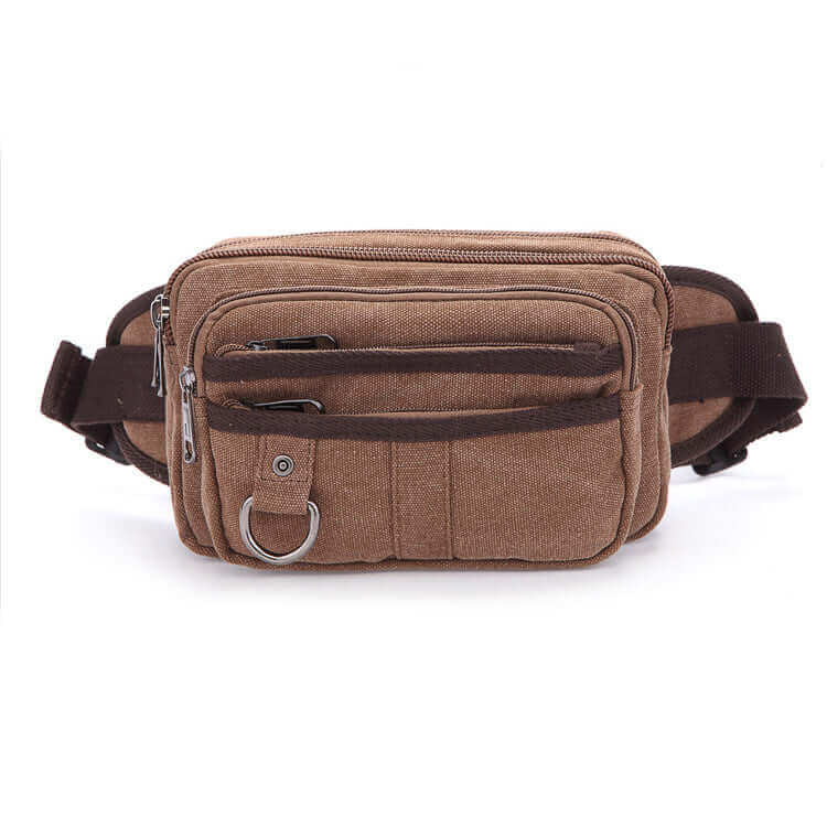 Lightweight men's canvas waist bag with a compact design for daily essentials.