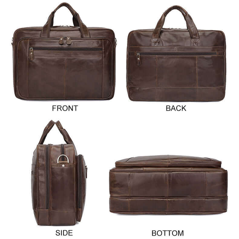 Men's Genuine Leather Briefcase 17 Inch Laptop Bag NZ Business Trip Bag