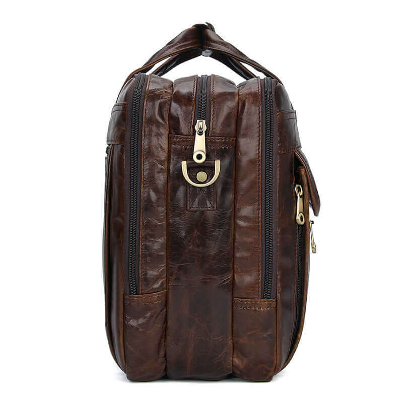 Men's Leather Briefcase 15.6 Inch Laptop Bag