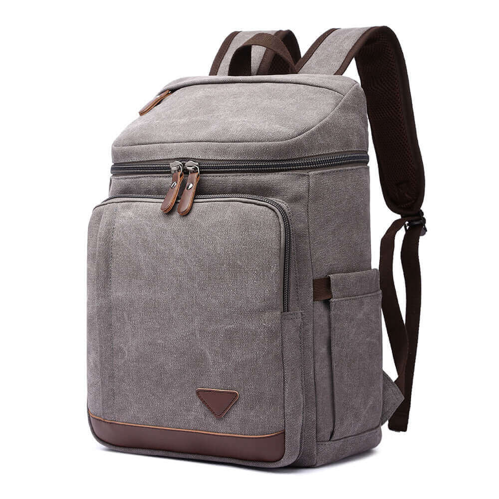 Men's canvas backpack designed to fit a 15.6-inch laptop, ideal for daily use.