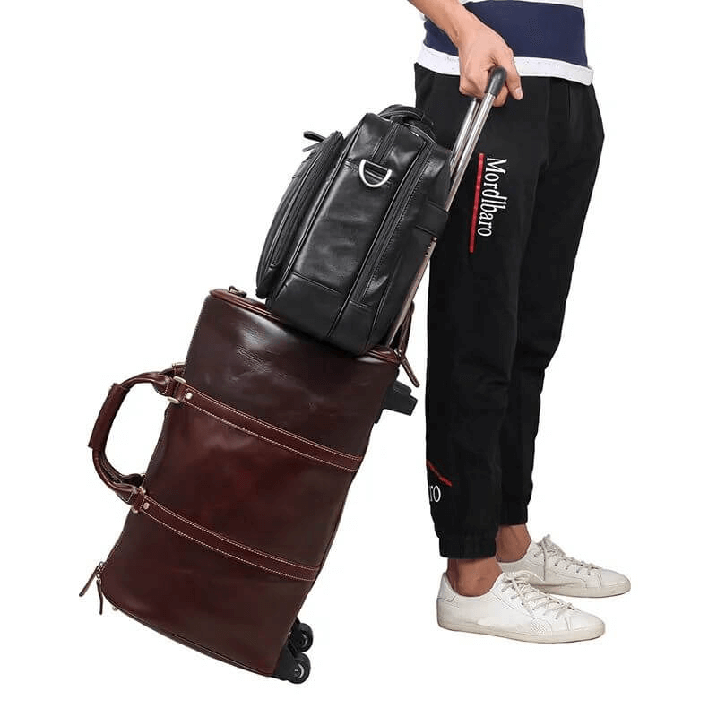 Men's Black Leather Laptop Bag designed for business travel.