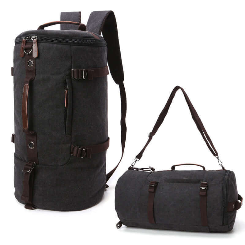 Men's outdoor canvas duffle backpack, offering style and practicality for travel.