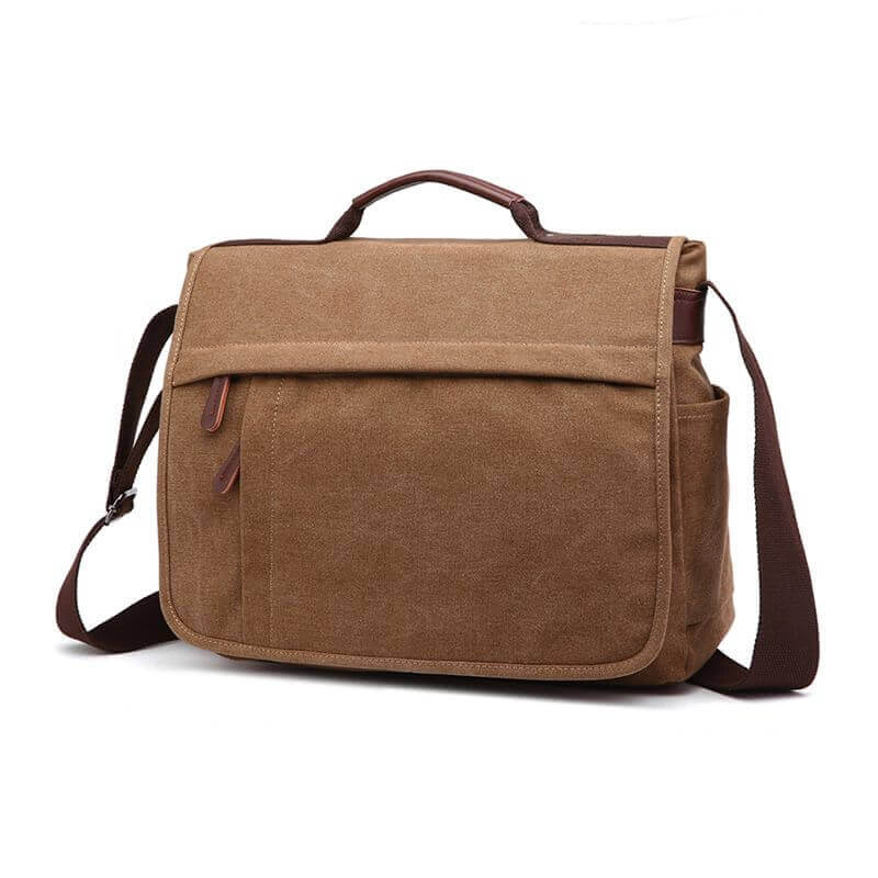 Stylish canvas laptop messenger bag for men, suitable for business and casual use.