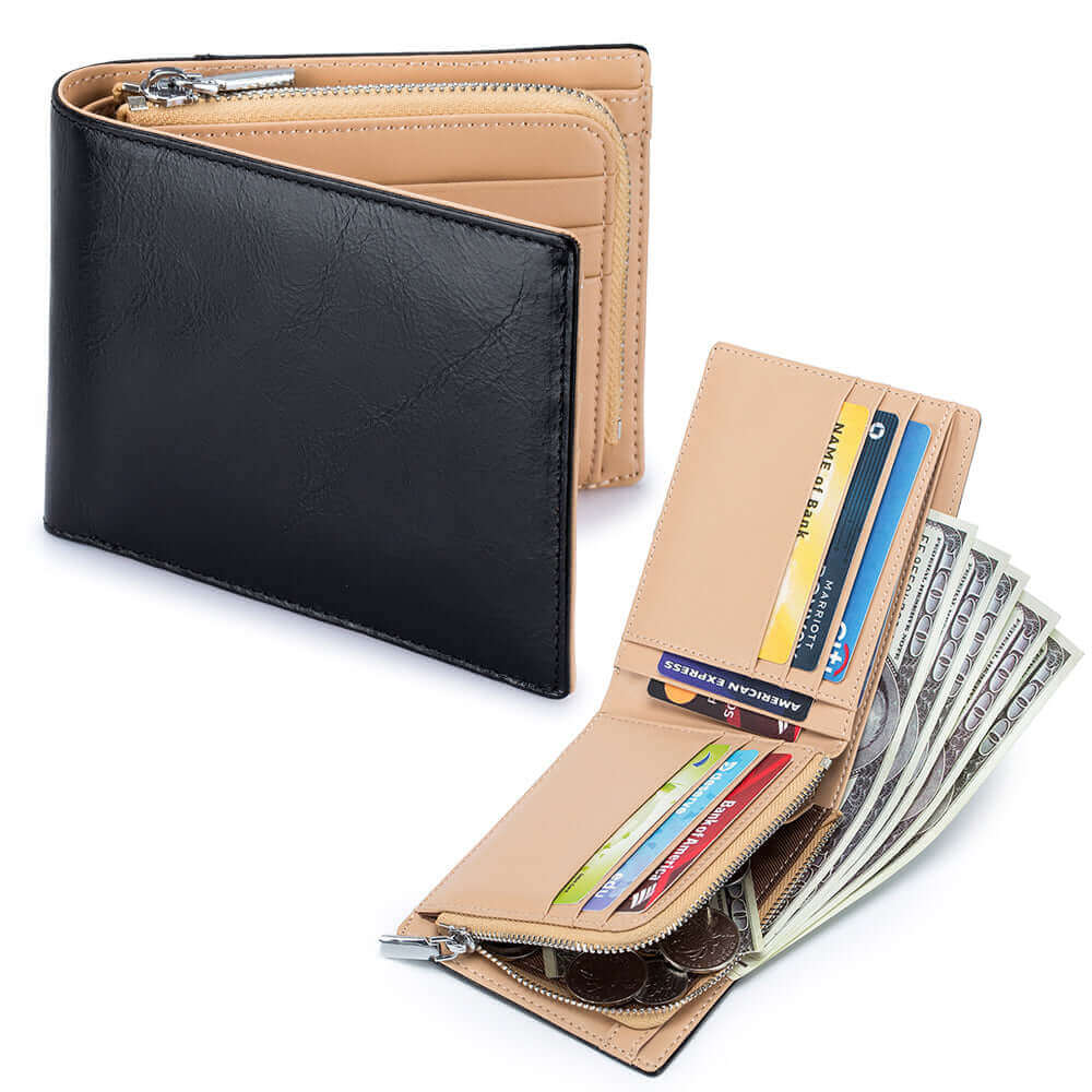 Men's RFID protected wallet with dual-tone leather