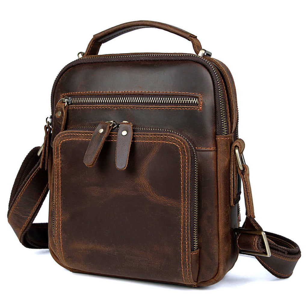 Premium leather crossbody bag for men with spacious compartments.