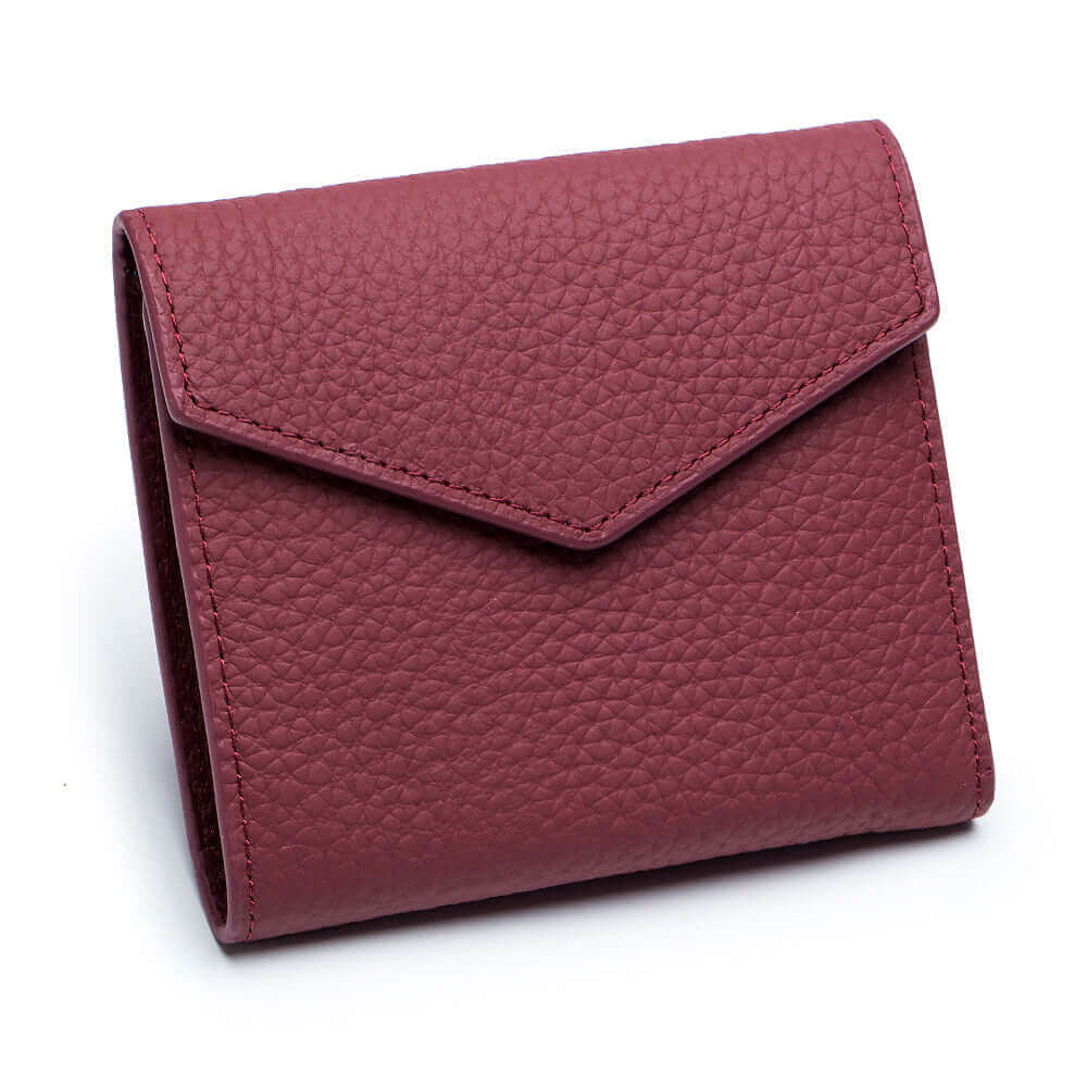 Red leather wallet with sleek envelope design