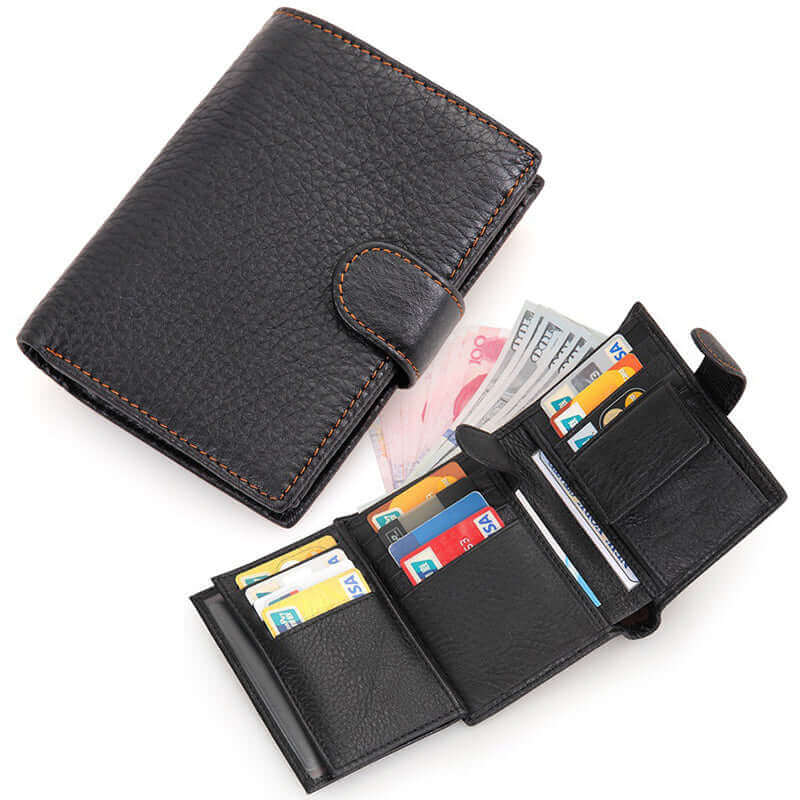 RFID protected leather wallet for men