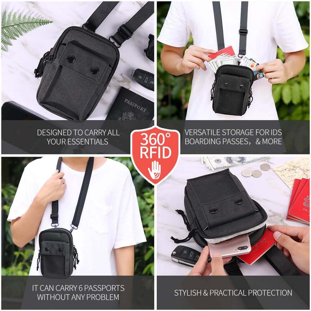 Unisex RFID travel crossbody bag for men and women