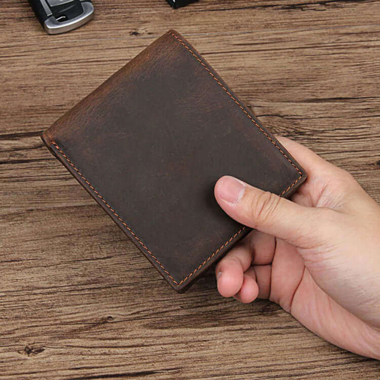 Simple men's Crazy Horse leather wallet