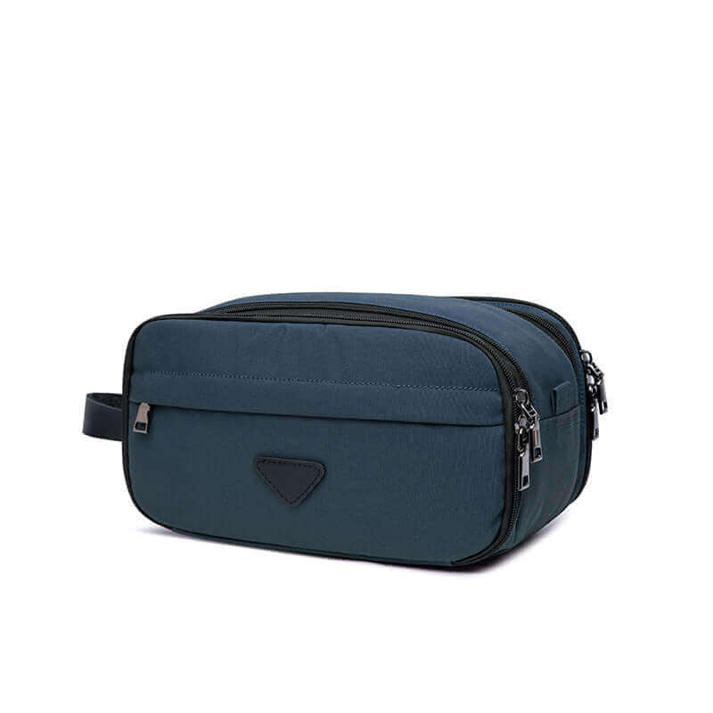 Spacious toiletry bag for organizing beauty products during travel.