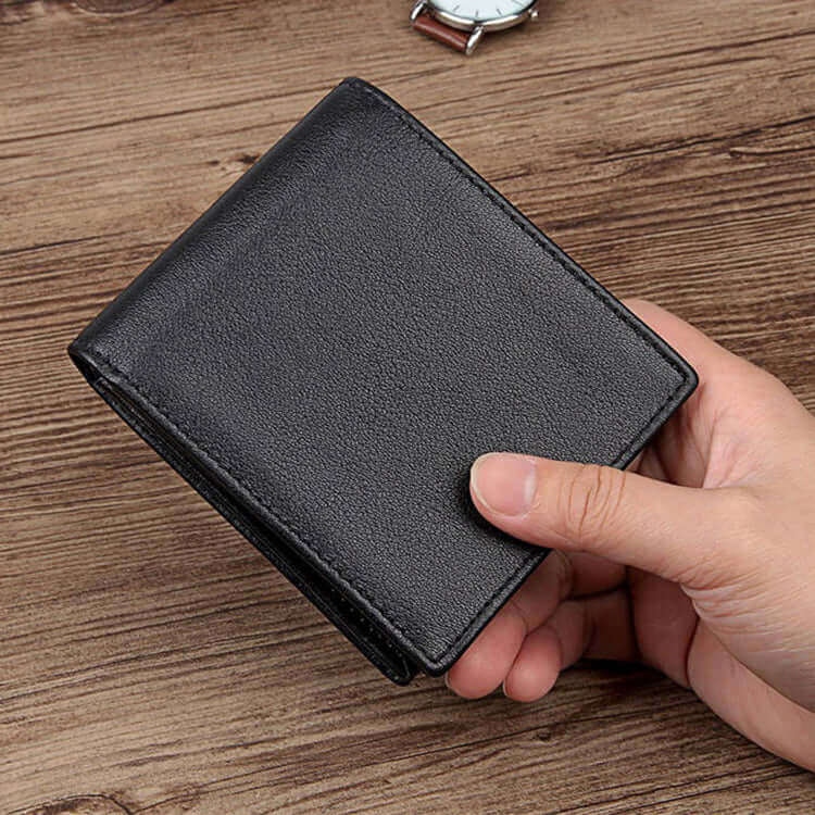 Stylish and secure black leather RFID wallet in New Zealand.