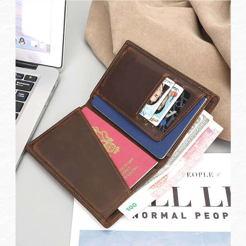 Leather passport holder suitable for men and women