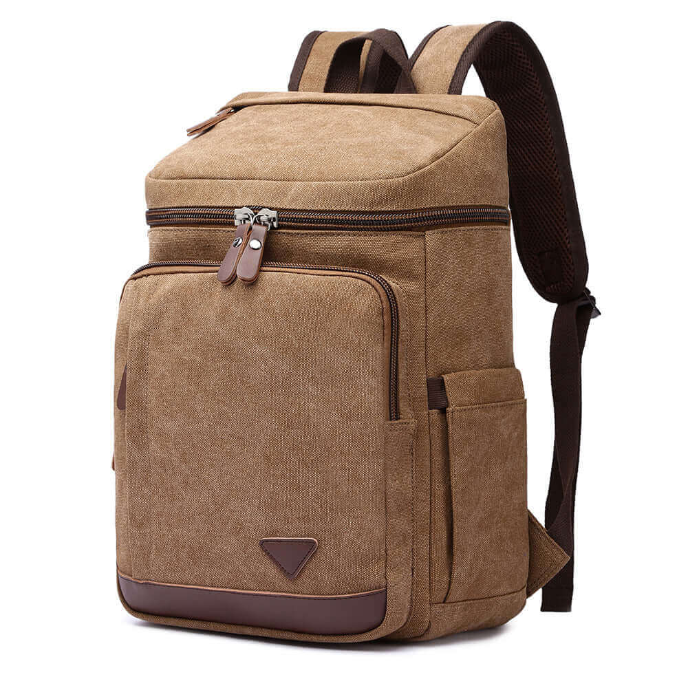 Unisex canvas laptop backpack, designed for travel and casual wear, fits a 15.6-inch laptop.