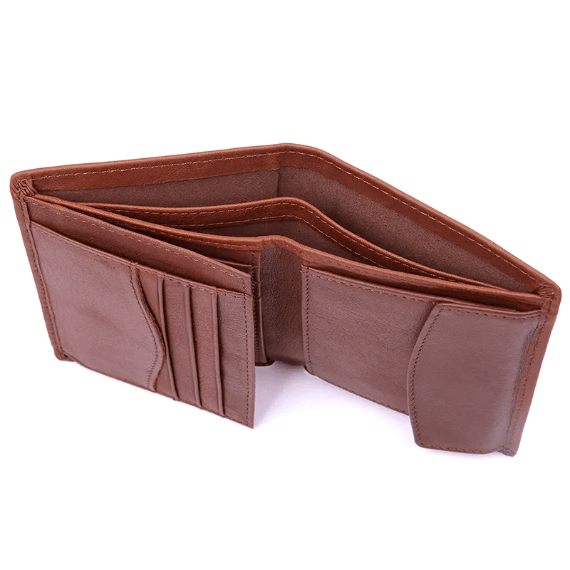 Interior layout of men's leather wallet with card slots