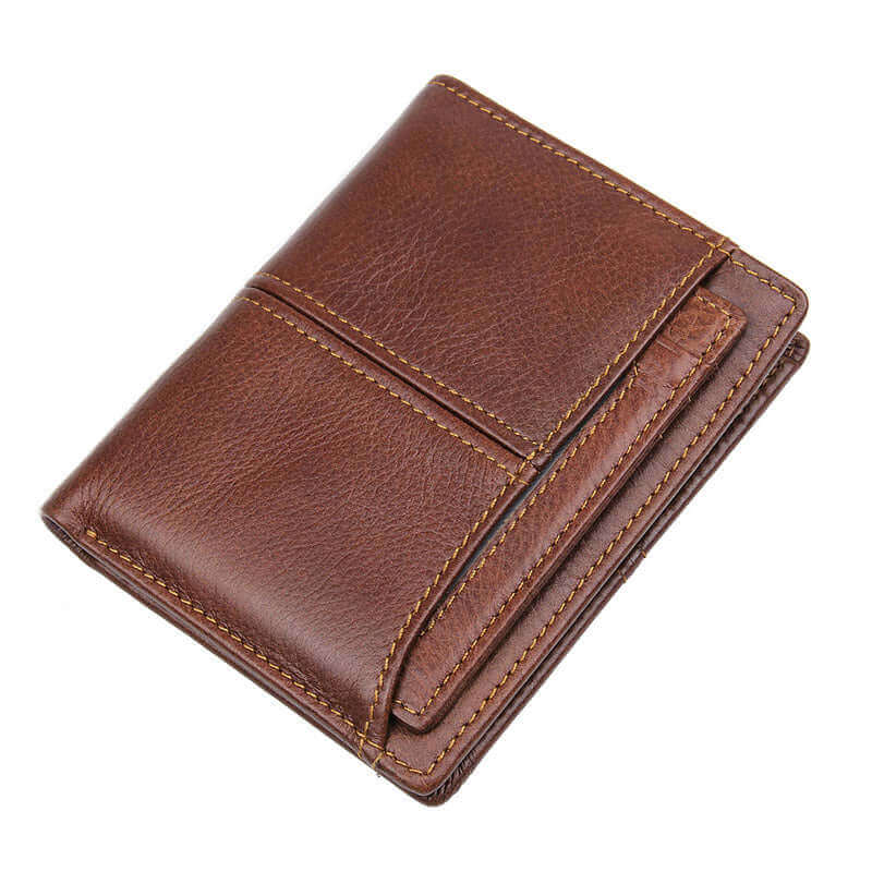 Leather wallet with external card pocket