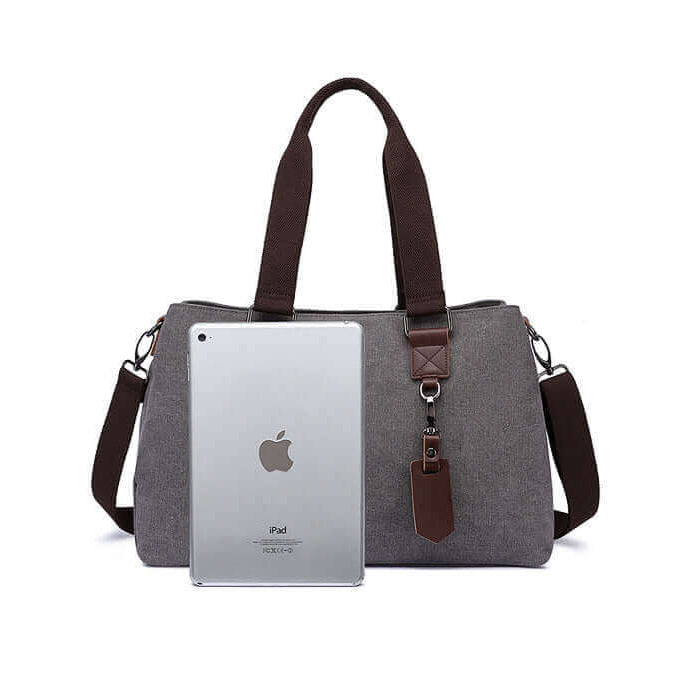 Size display of the women's canvas tote bag.